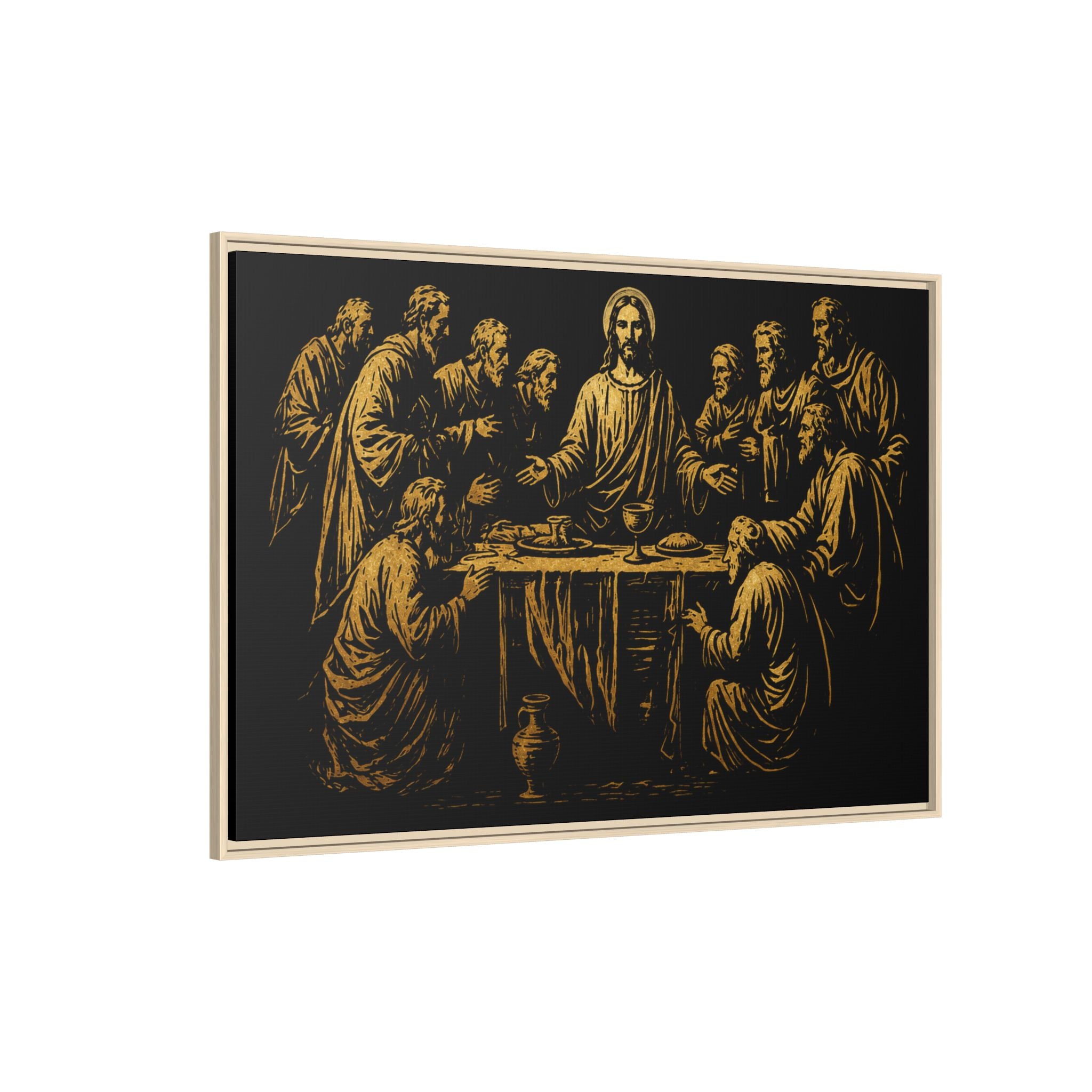 Framed Matte Canvas - The Last Supper Gold Illustration