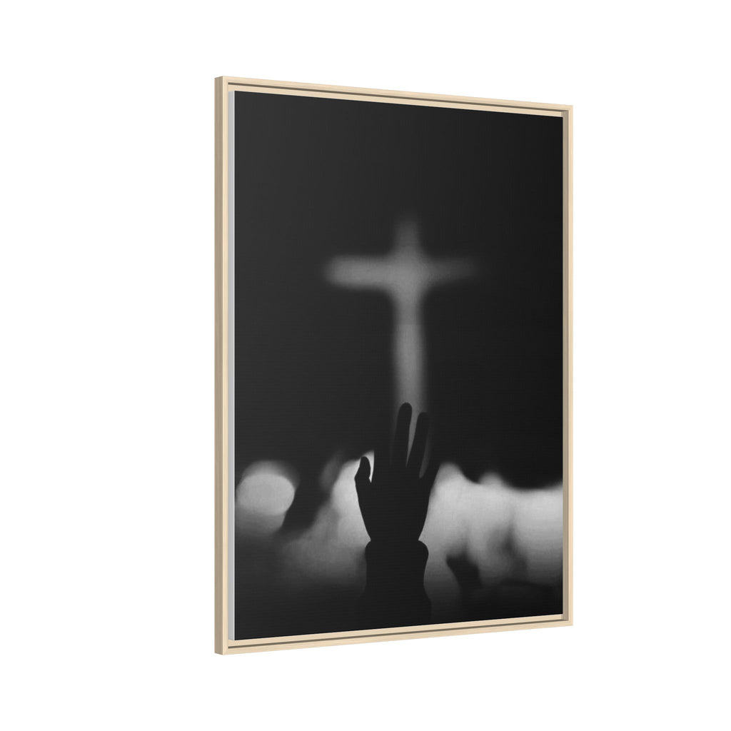 Framed Matte Canvas - Worship Silhouette Cross Wall Art