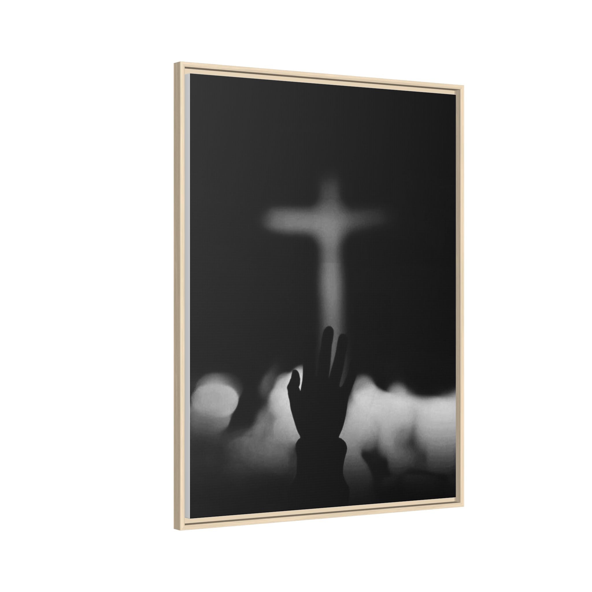 Framed Matte Canvas - Worship Silhouette Cross Wall Art