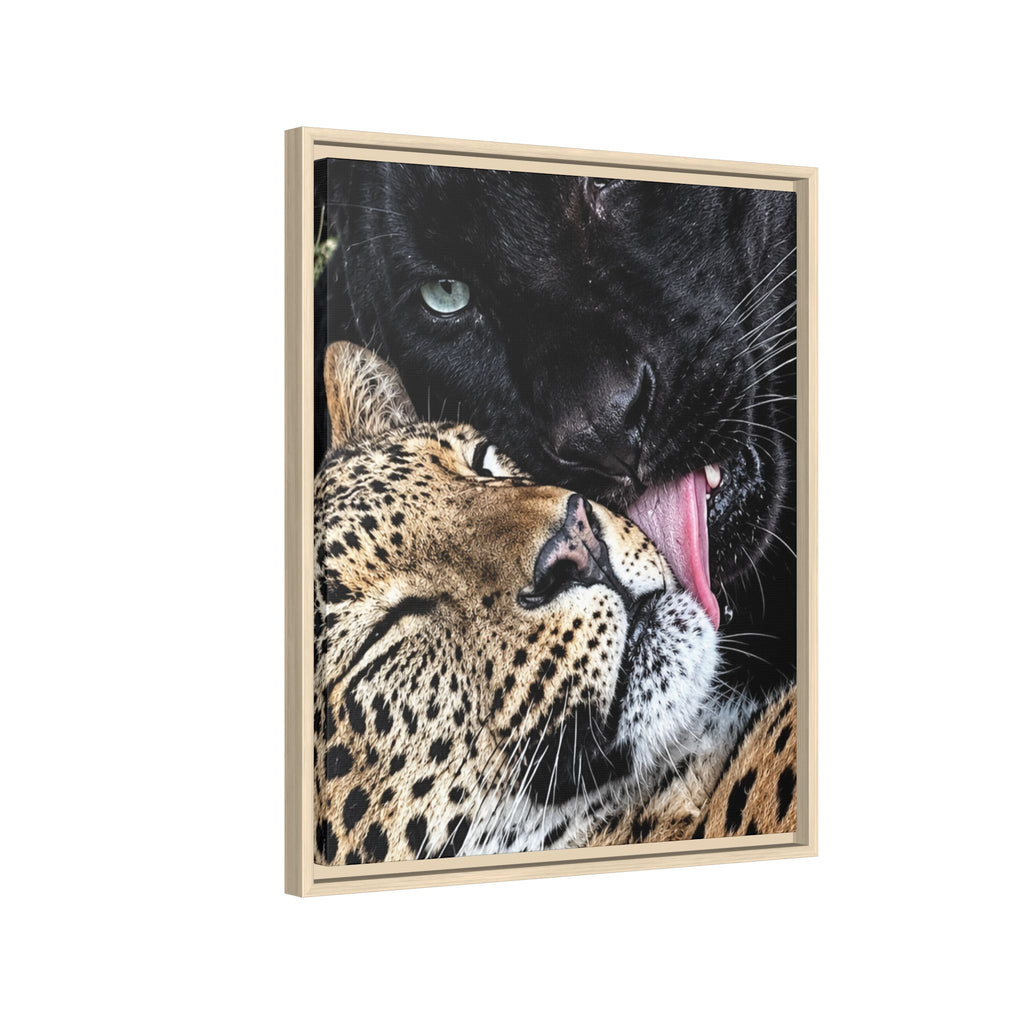 Big Cat Portrait Matte Canvas Framed — 'Perfect' Love-Themed Multi-Color Wall Art
