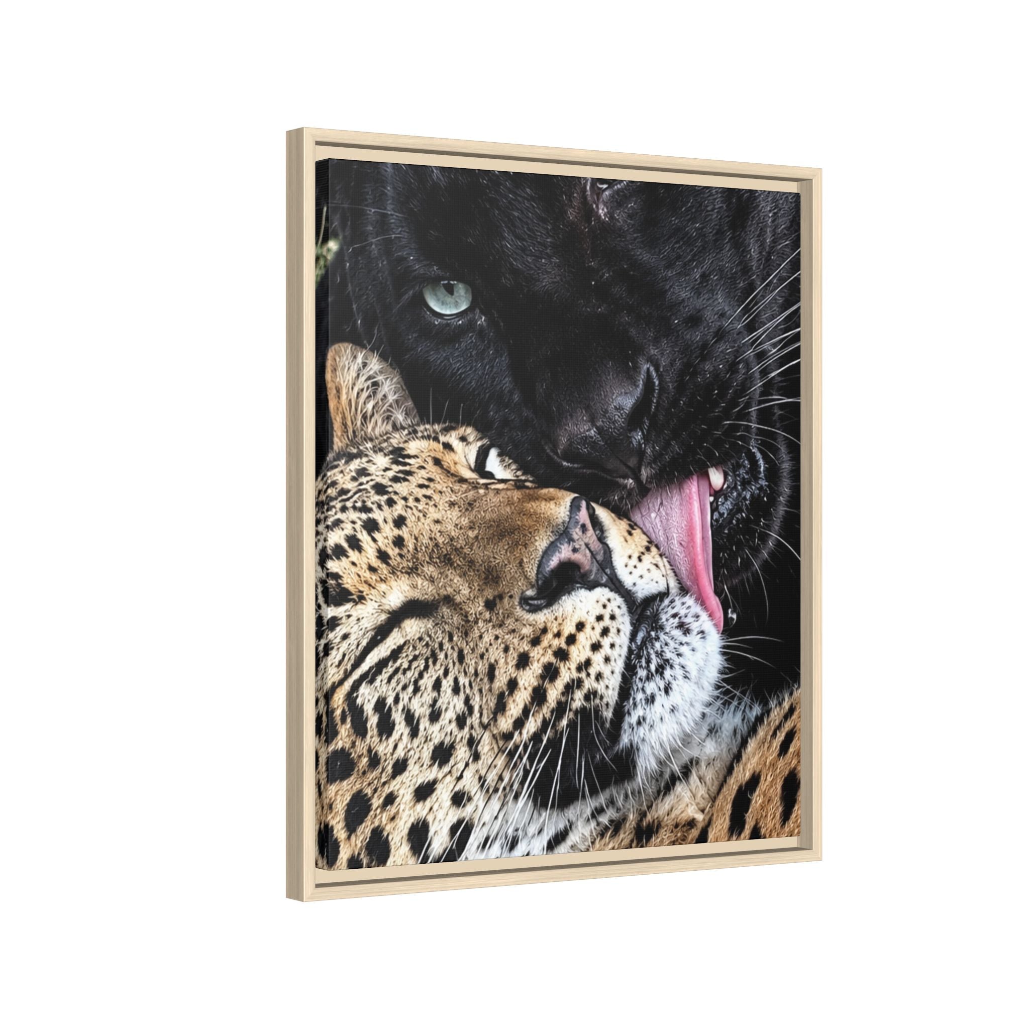 Big Cat Portrait Matte Canvas Framed — 'Perfect' Love-Themed Multi-Color Wall Art