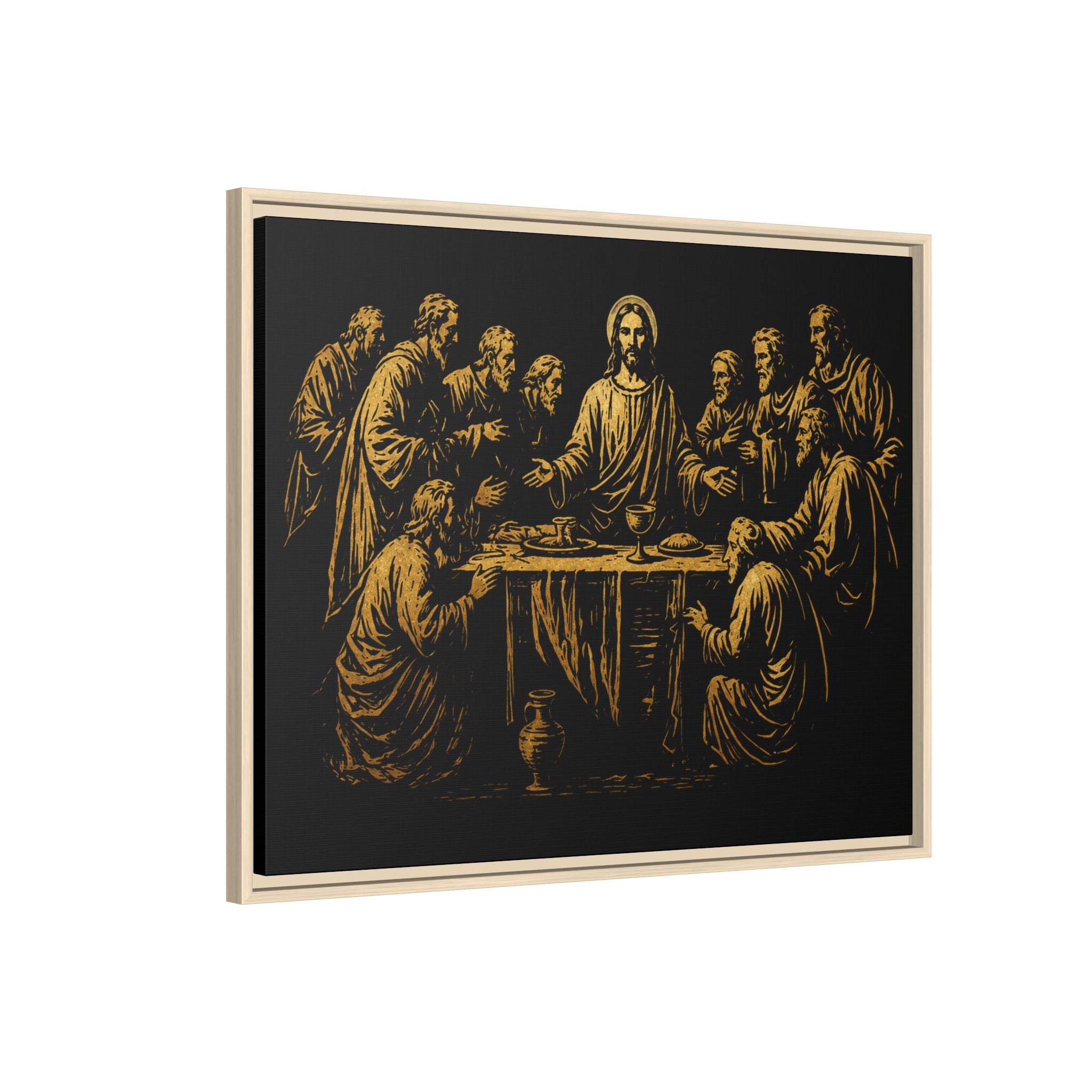 Framed Matte Canvas - The Last Supper Gold Illustration