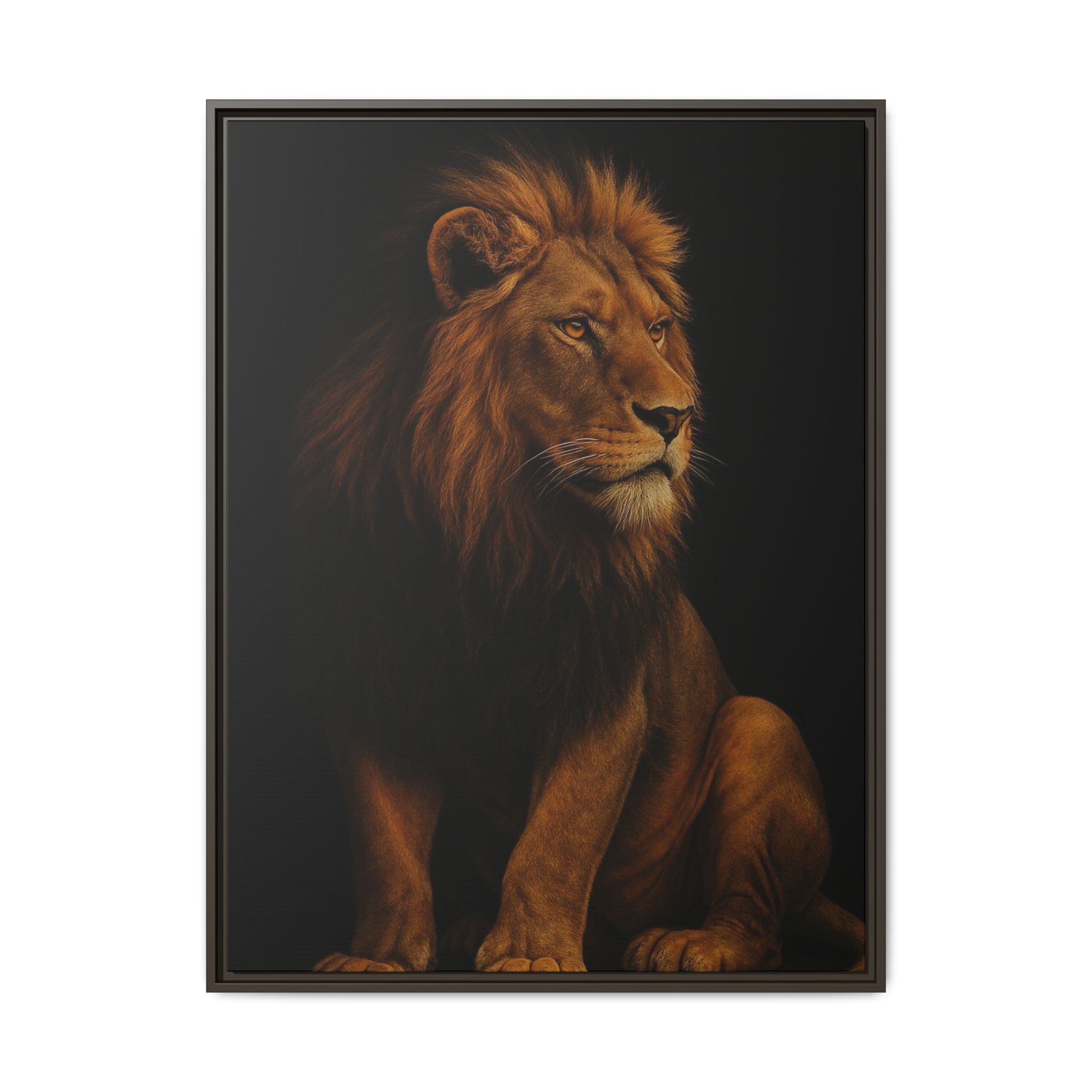 Majestic Lion Framed Canvas Wall Art — Matte Multi-Color