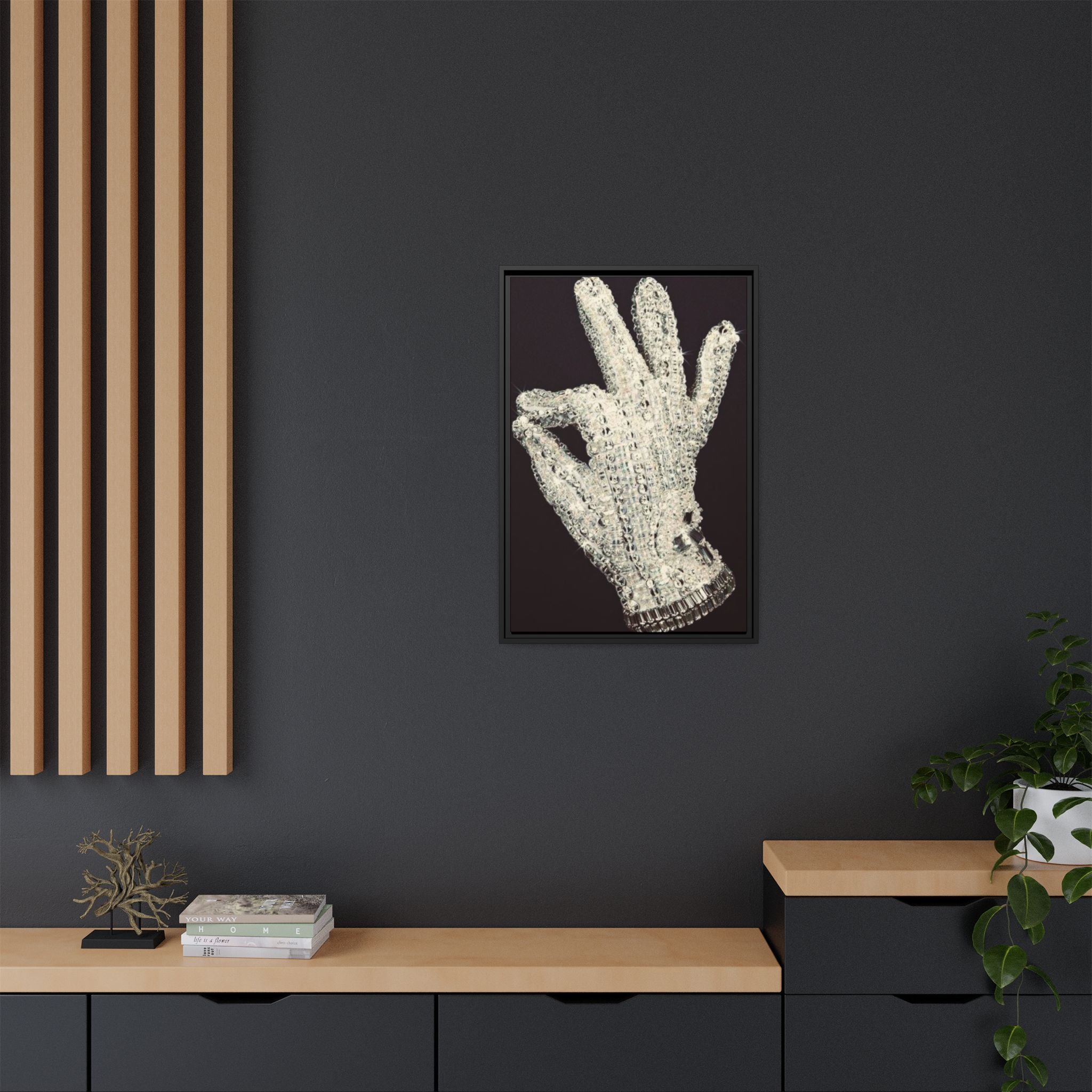 Framed Art - Crystal Glove on Black Matte Canvas