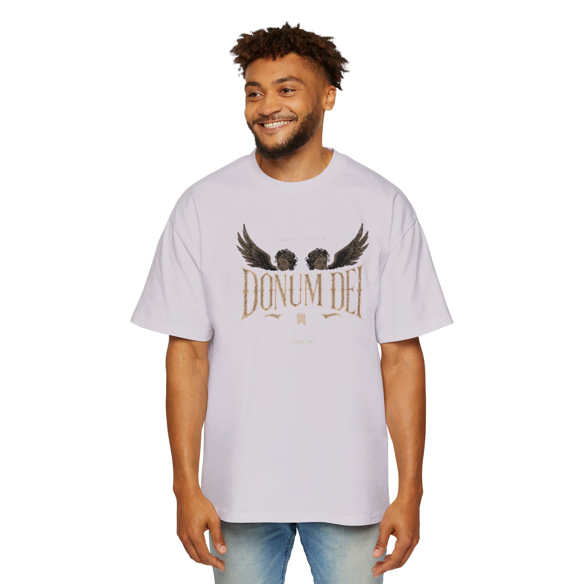 Donum Dei Graphic Tee — Angel Wings Men's Oversized T-Shirt