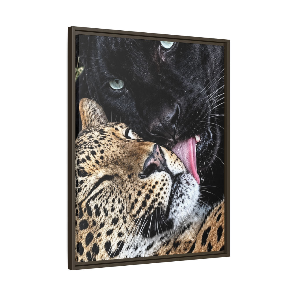 Big Cat Portrait Matte Canvas Framed — 'Perfect' Love-Themed Multi-Color Wall Art