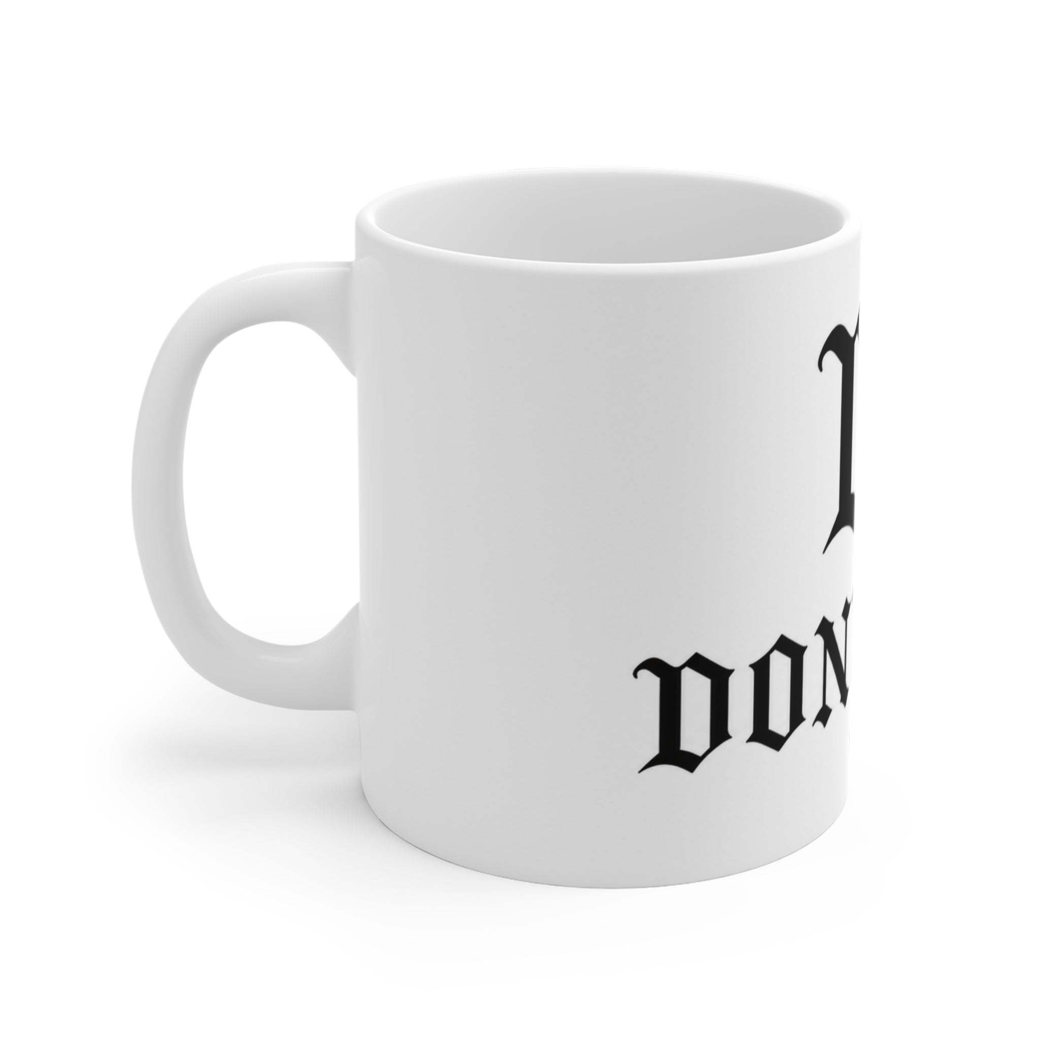 Donum Dei Est. 1111 Ceramic Coffee Mug — Gothic Script 11oz