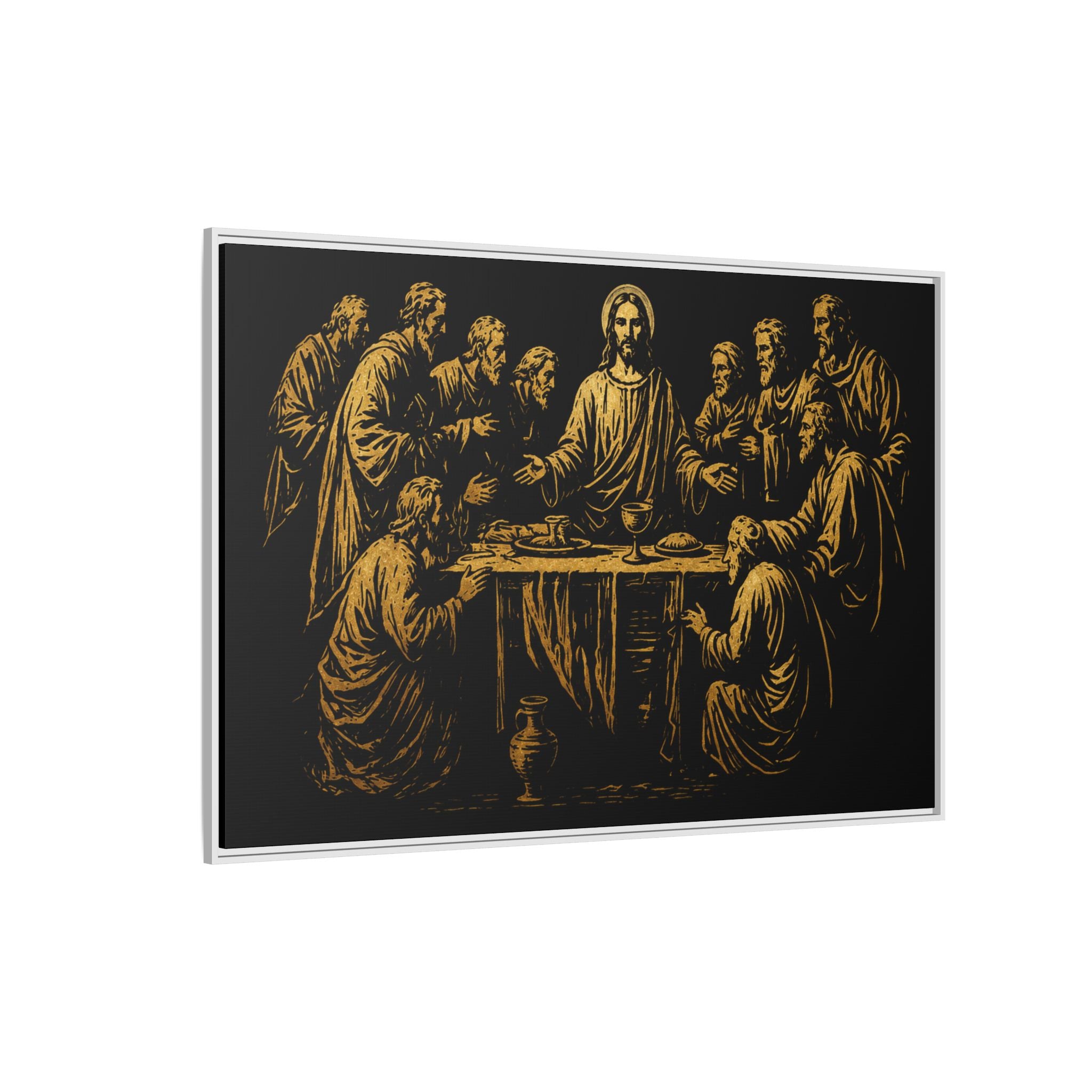 Framed Matte Canvas - The Last Supper Gold Illustration