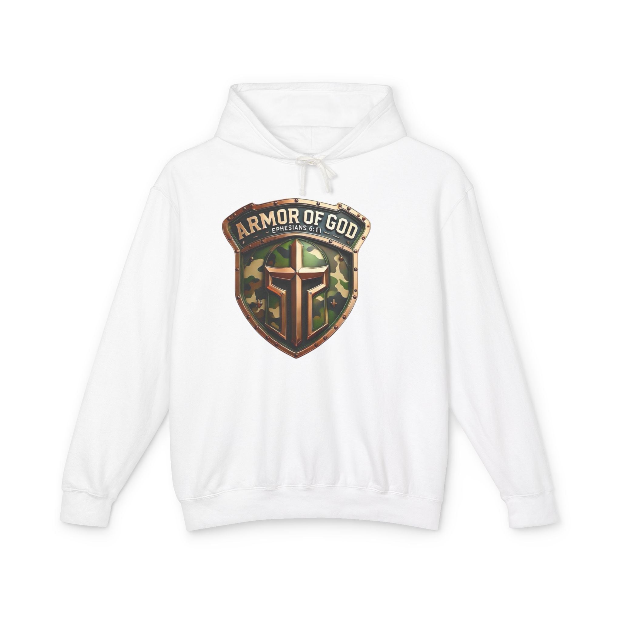 Armor of God Hoodie — Camo Shield Christian Faith Hooded Sweatshirt