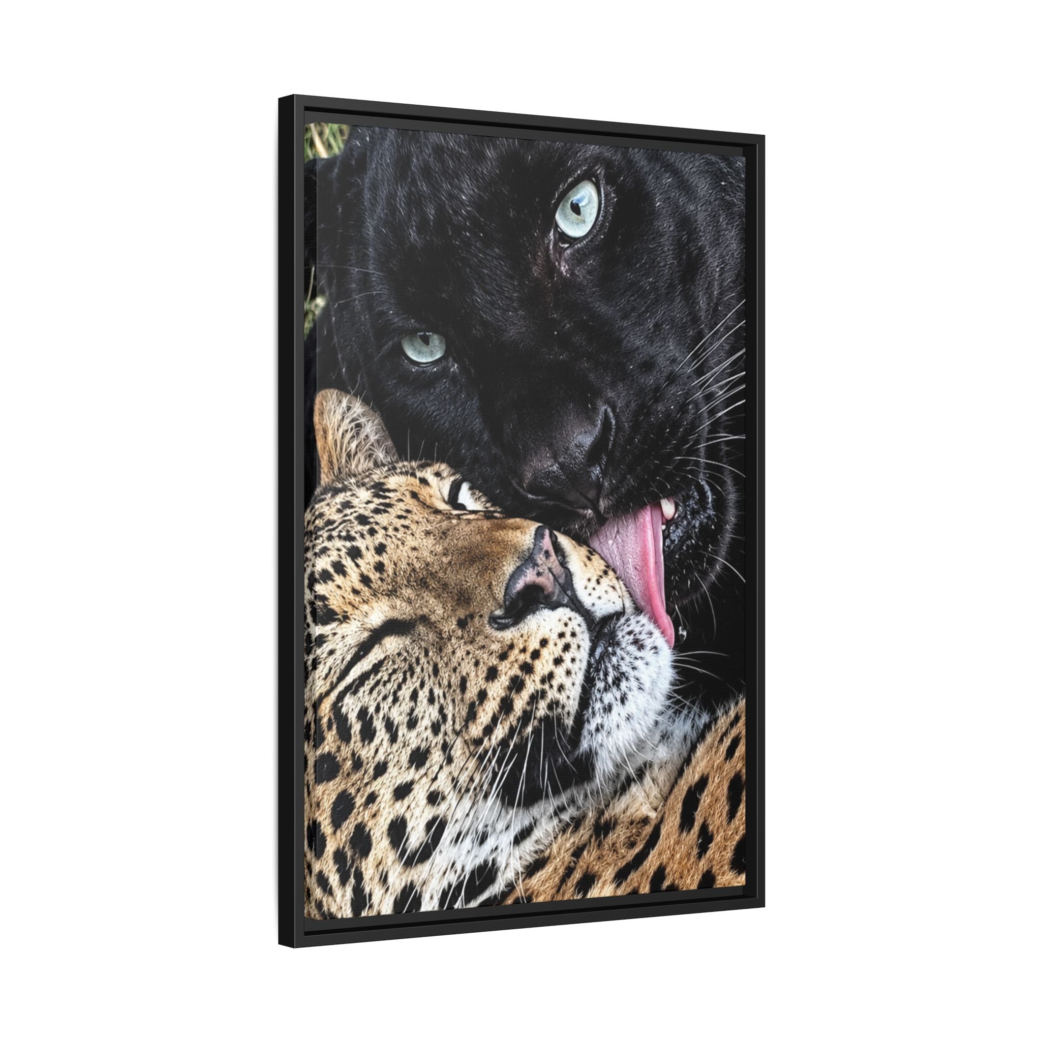Big Cat Portrait Matte Canvas Framed — 'Perfect' Love-Themed Multi-Color Wall Art