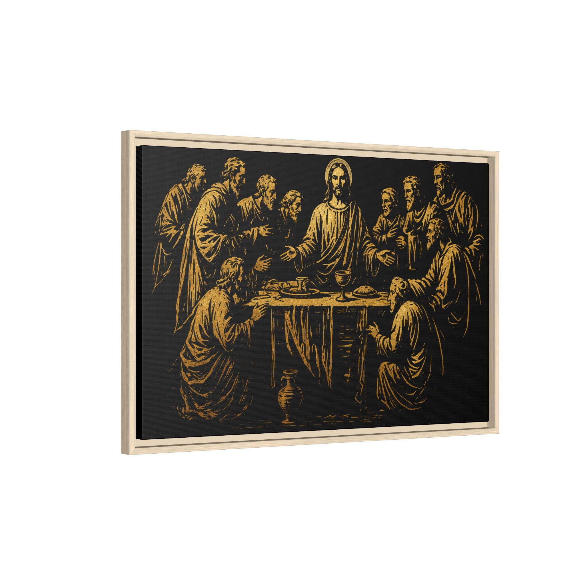 Framed Matte Canvas - The Last Supper Gold Illustration