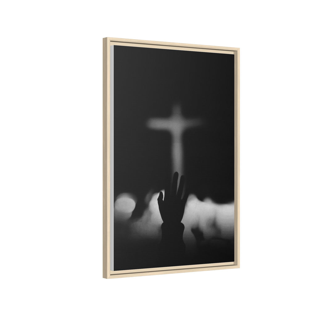 Framed Matte Canvas - Worship Silhouette Cross Wall Art
