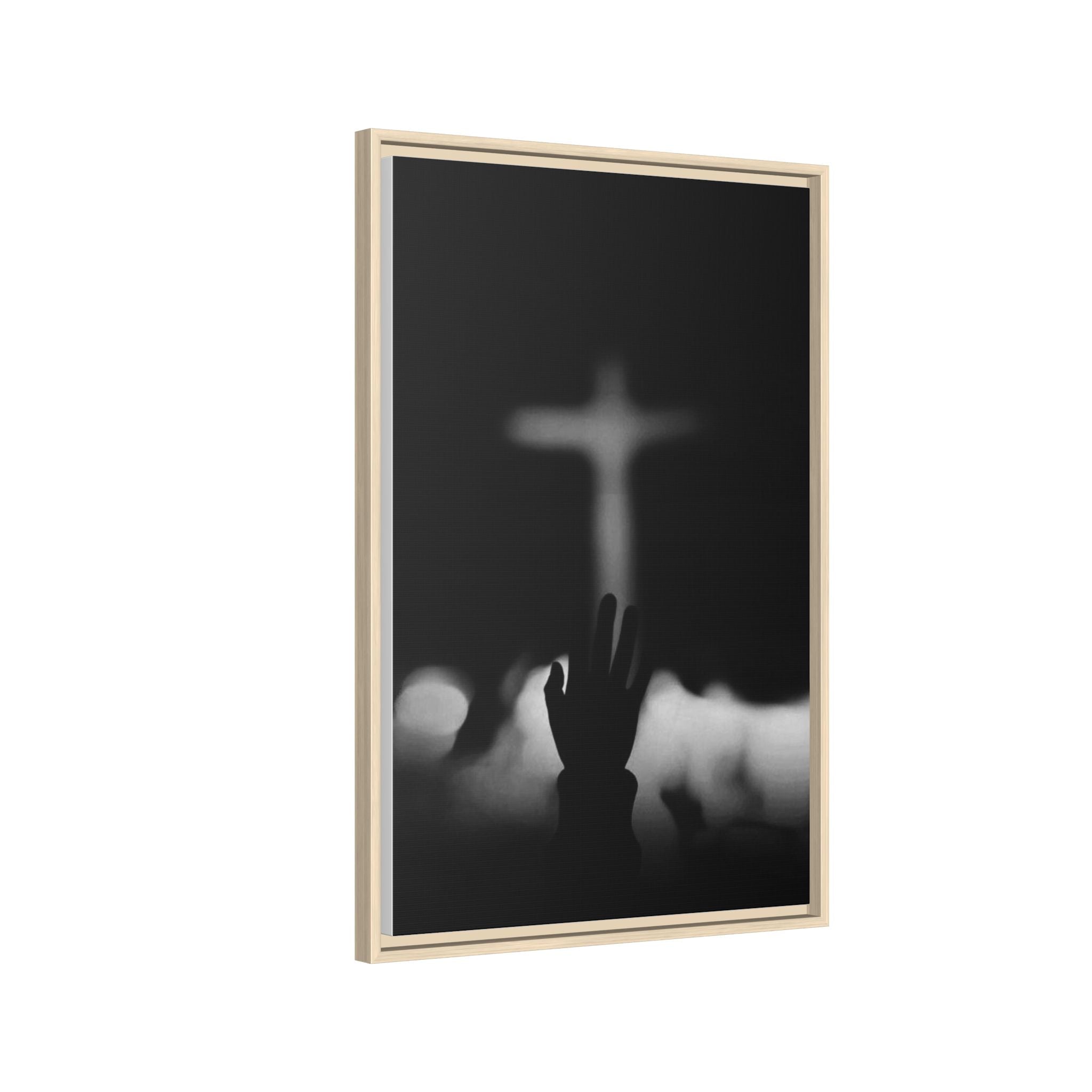 Framed Matte Canvas - Worship Silhouette Cross Wall Art