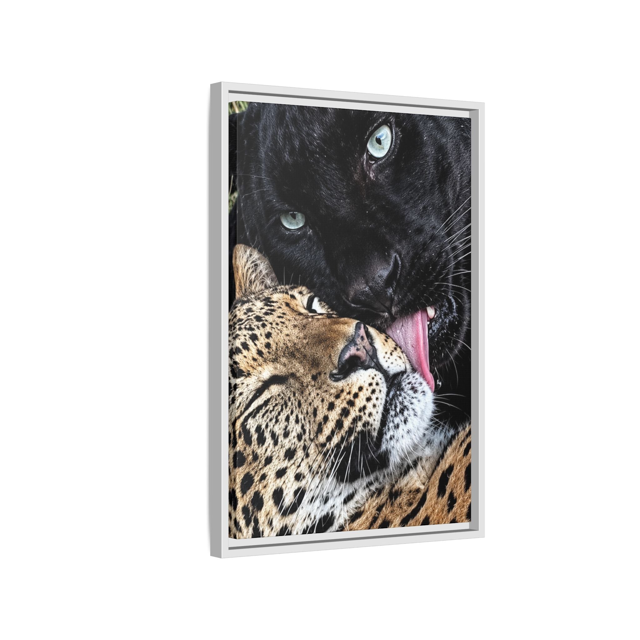 Big Cat Portrait Matte Canvas Framed — 'Perfect' Love-Themed Multi-Color Wall Art