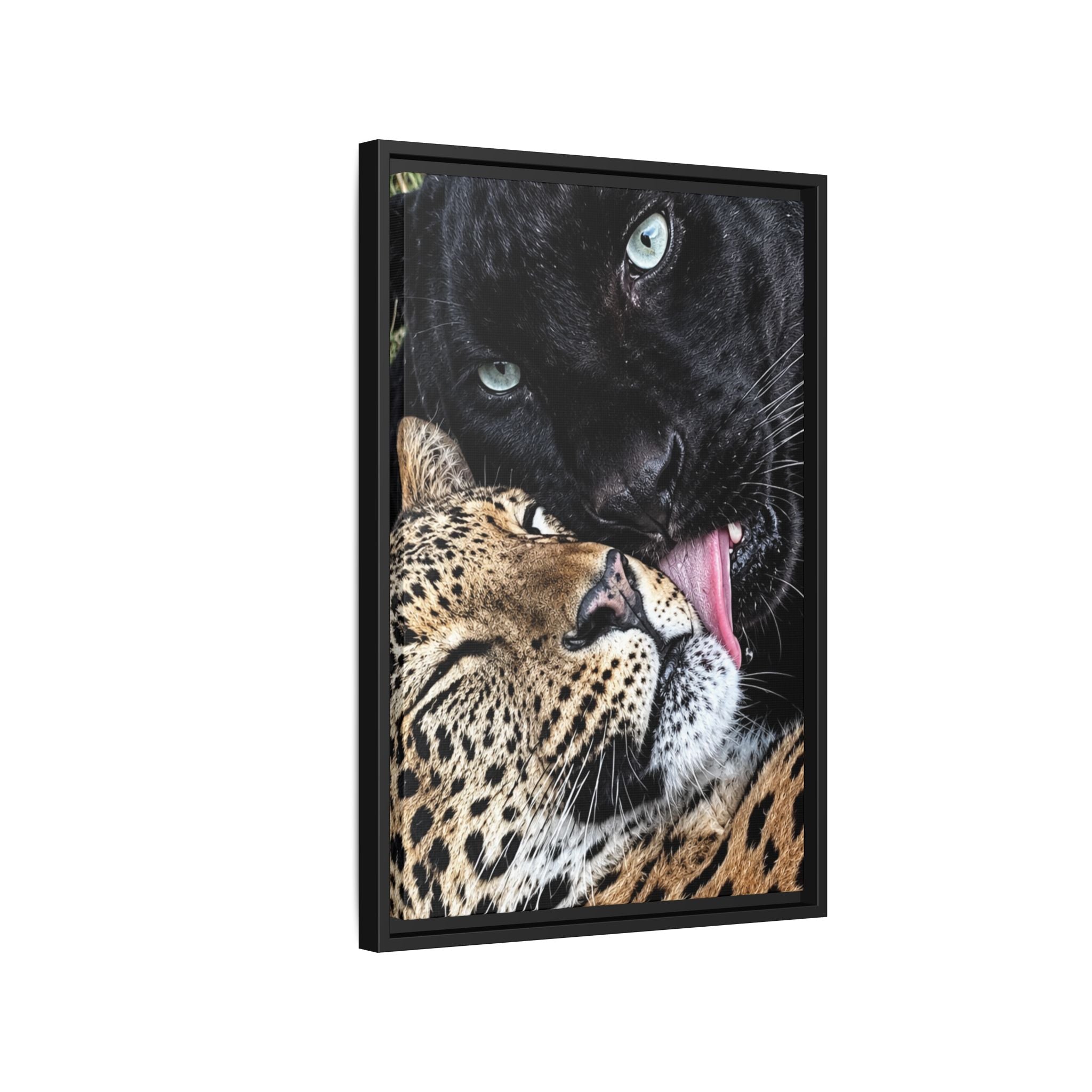 Big Cat Portrait Matte Canvas Framed — 'Perfect' Love-Themed Multi-Color Wall Art