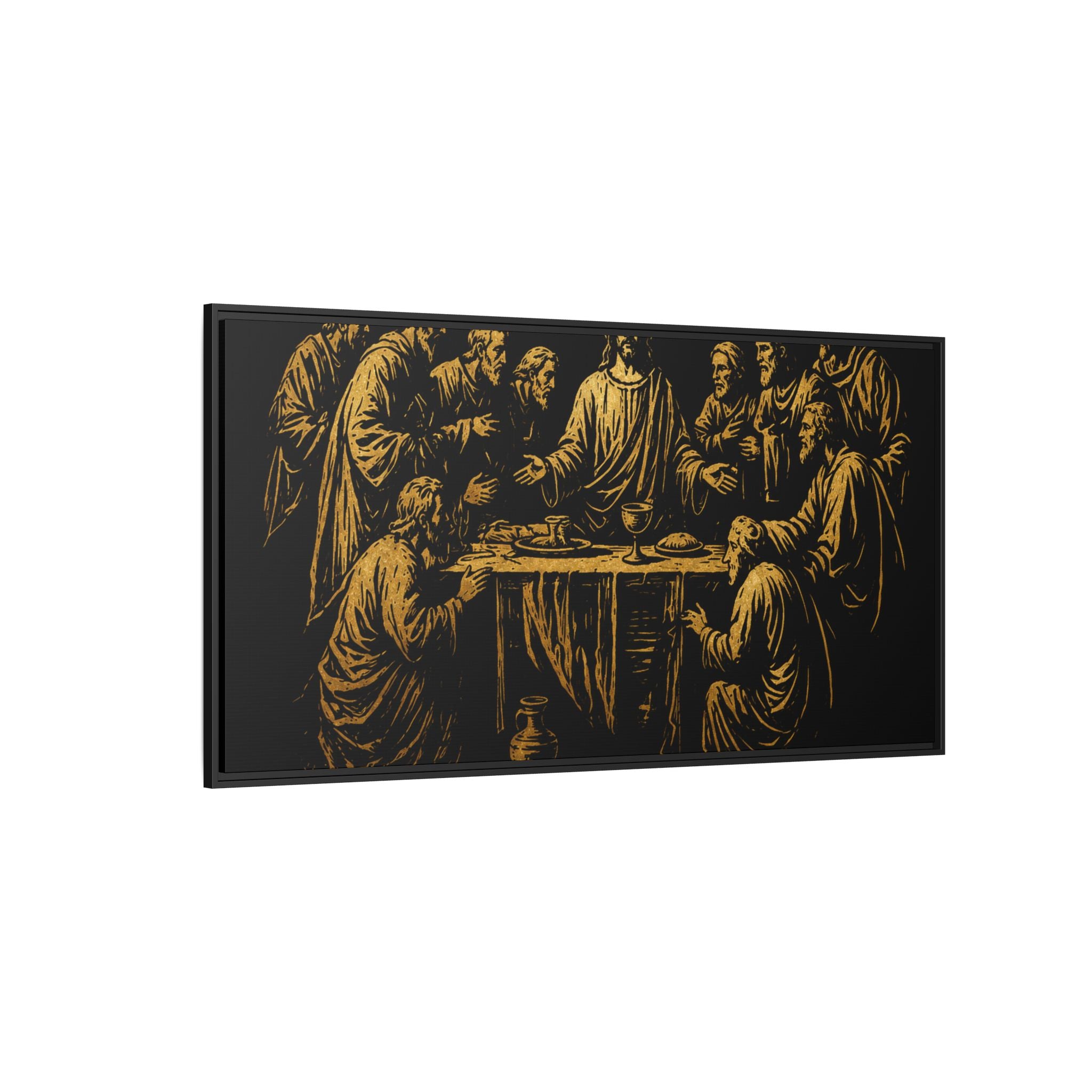 Framed Matte Canvas - The Last Supper Gold Illustration