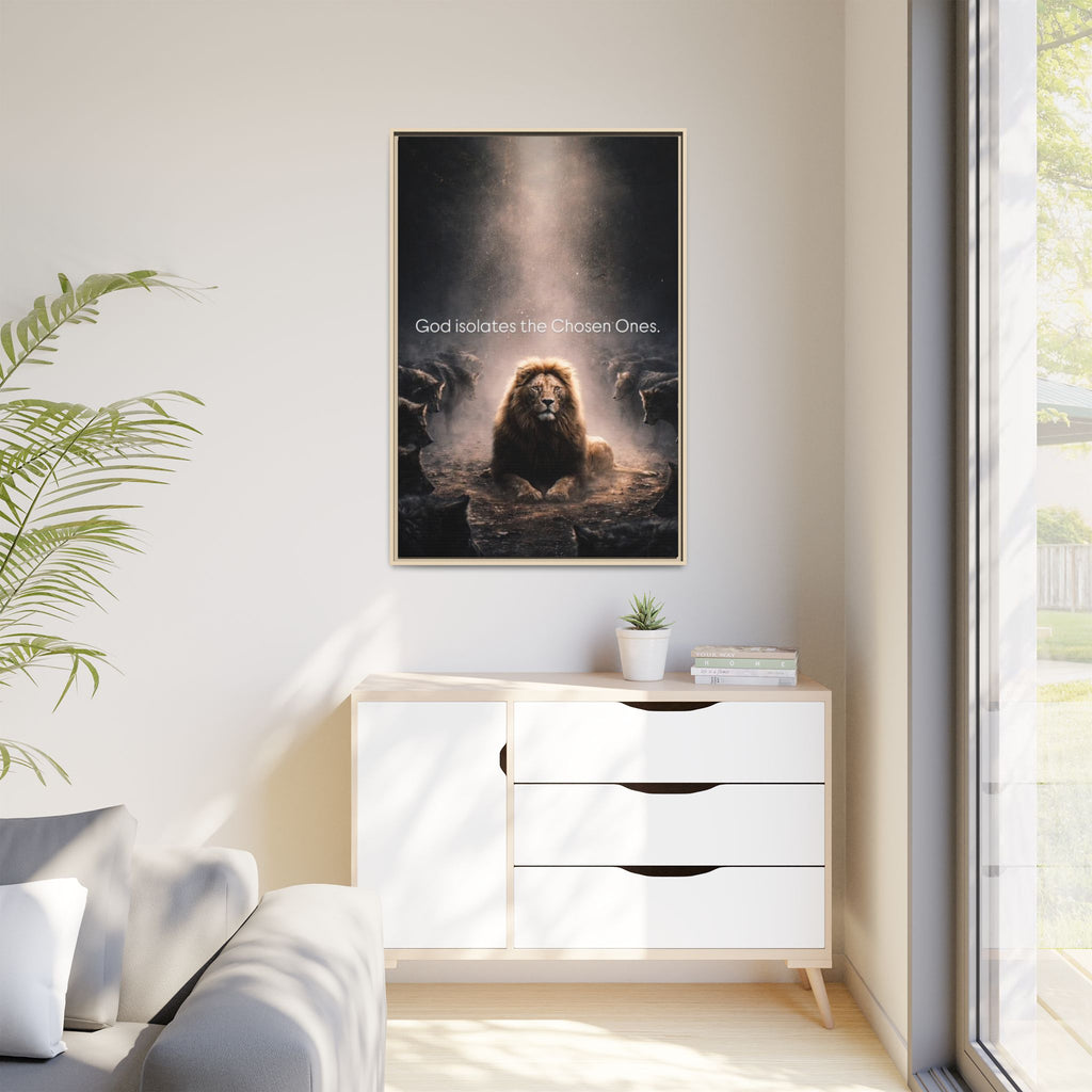 Lion Wall Art - "God Isolate The Chosen Ones" Matte Canvas Framed