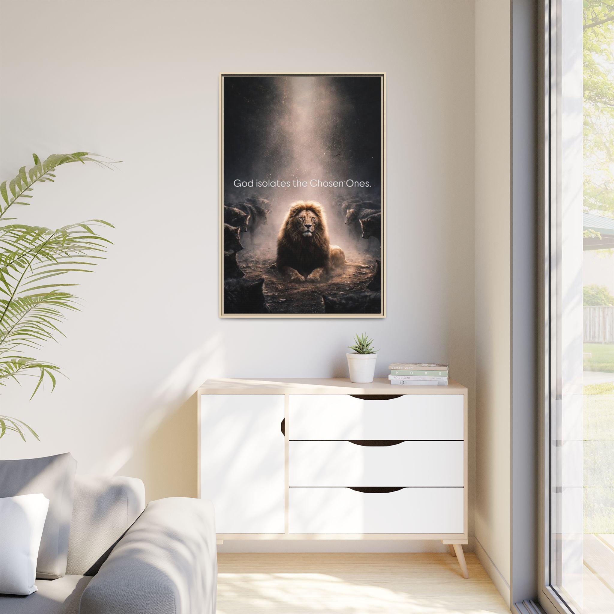 Lion Wall Art - "God Isolate The Chosen Ones" Matte Canvas Framed