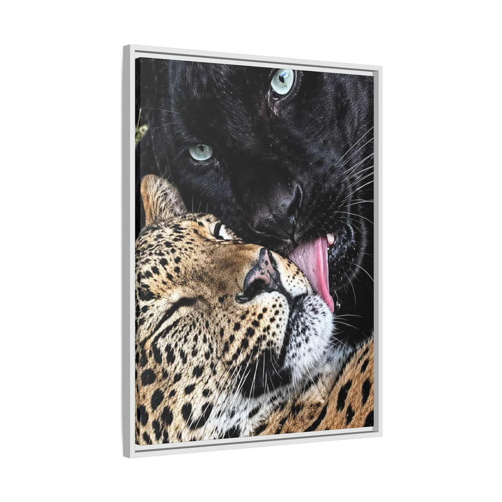 Big Cat Portrait Matte Canvas Framed — 'Perfect' Love-Themed Multi-Color Wall Art
