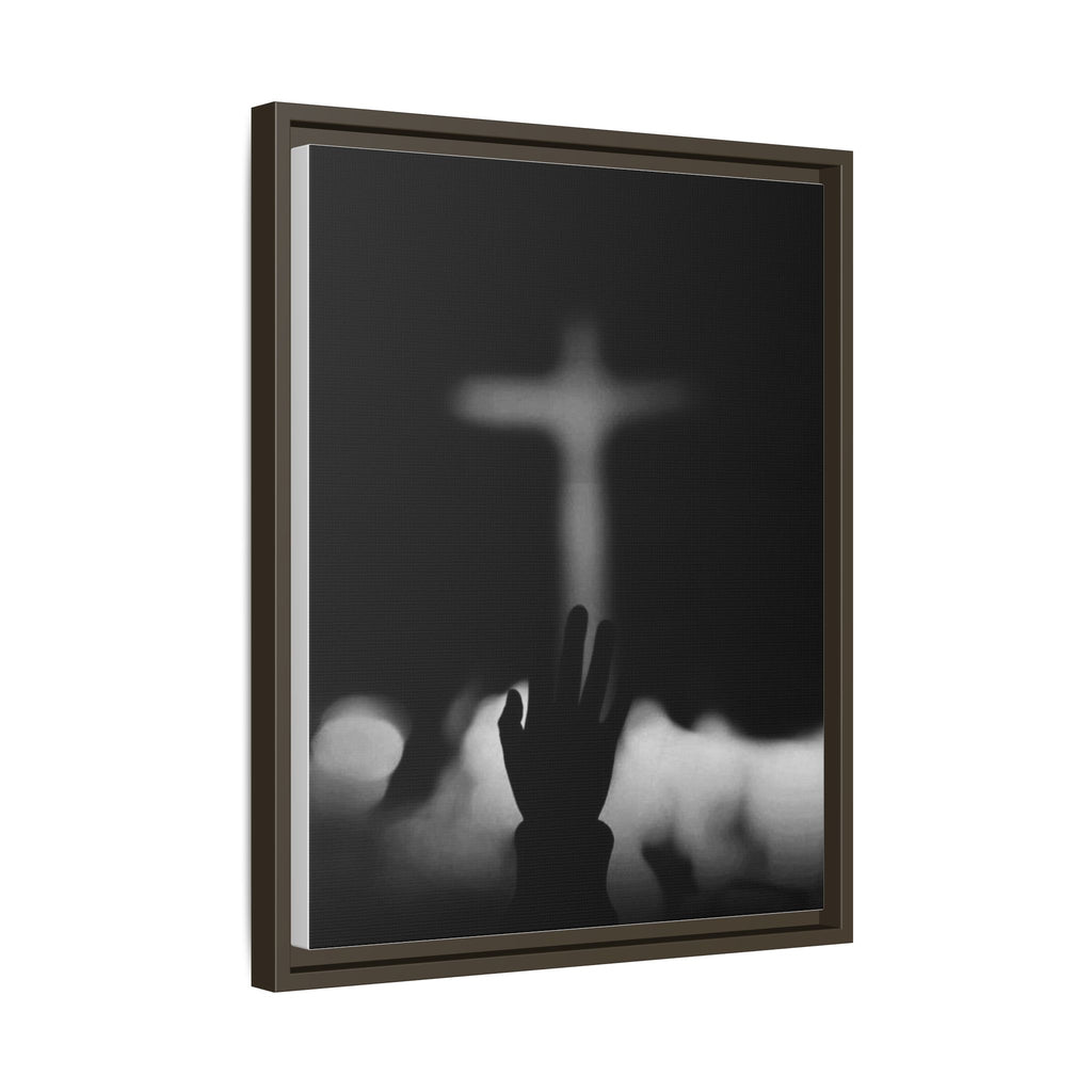 Framed Matte Canvas - Worship Silhouette Cross Wall Art