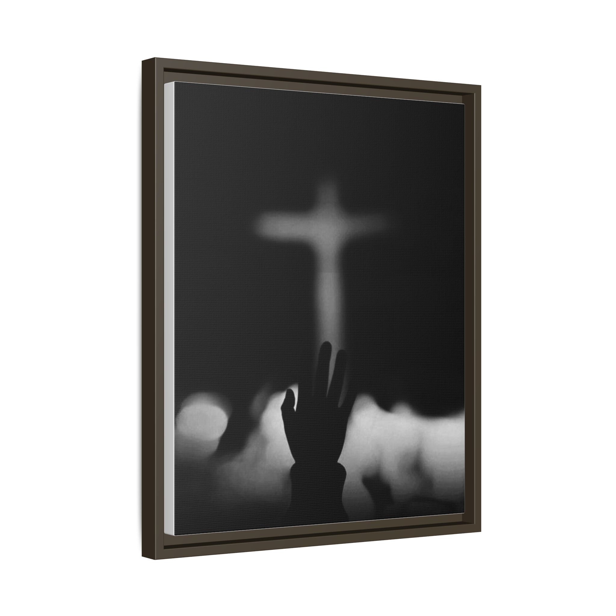 Framed Matte Canvas - Worship Silhouette Cross Wall Art