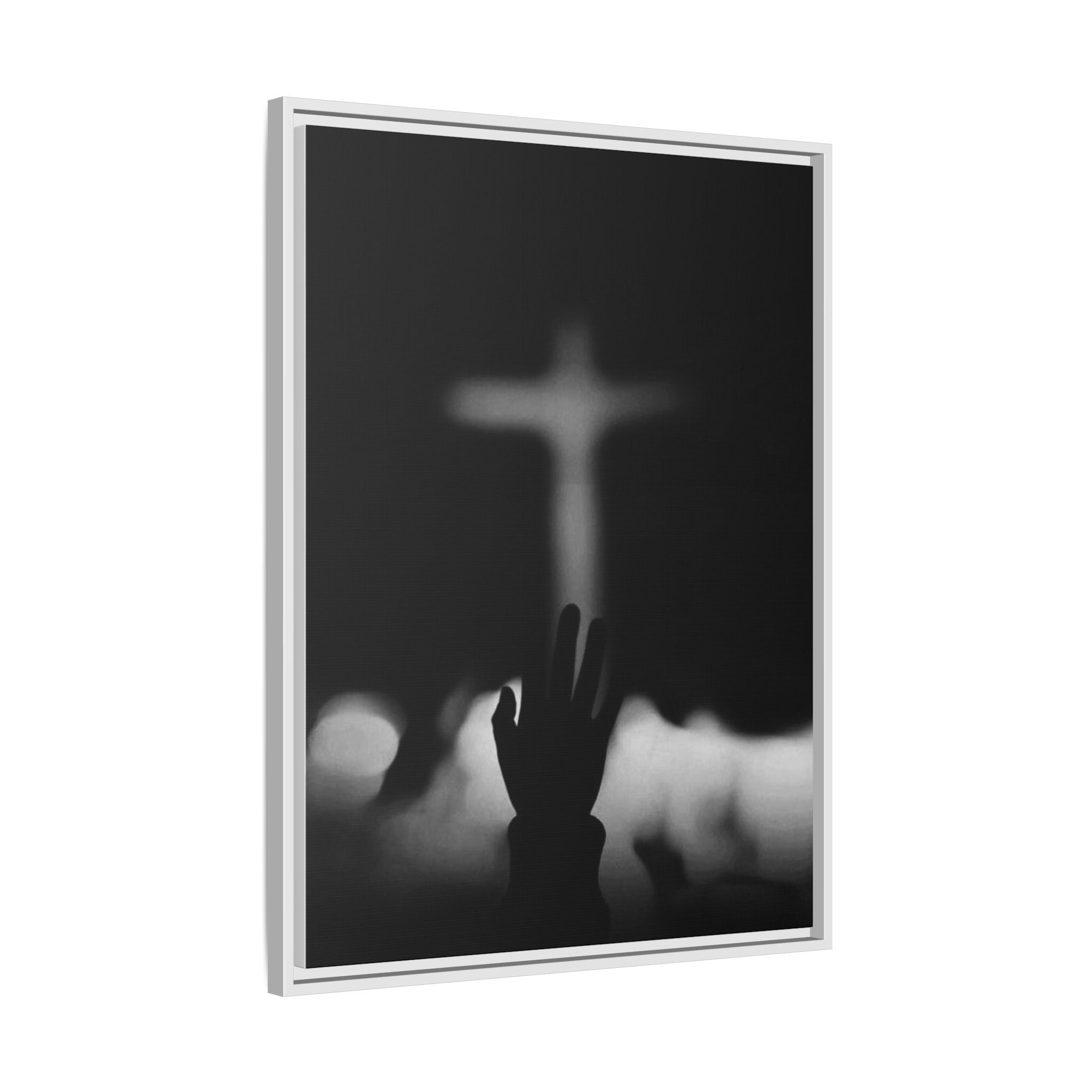 Framed Matte Canvas - Worship Silhouette Cross Wall Art