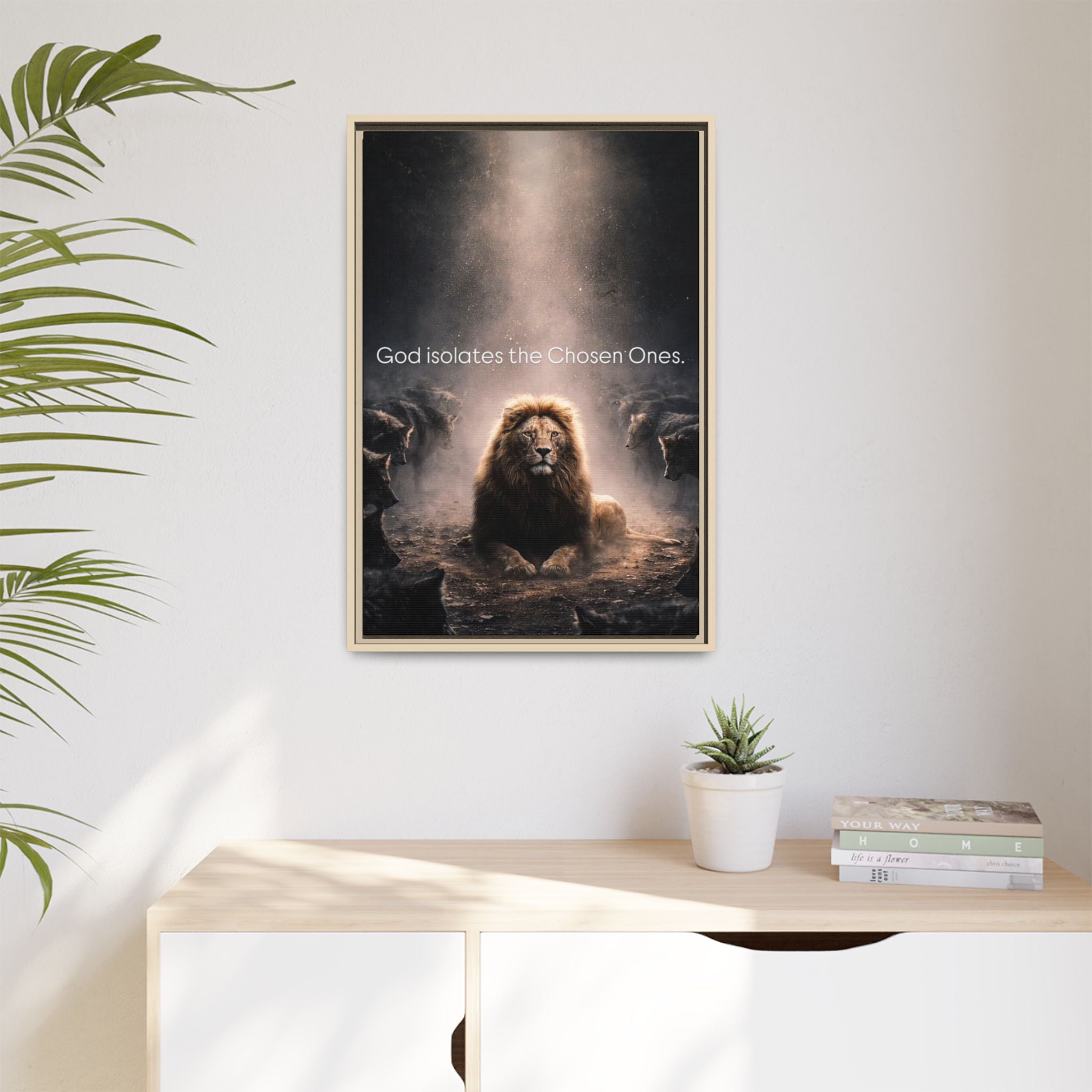 Lion Wall Art - "God Isolate The Chosen Ones" Matte Canvas Framed