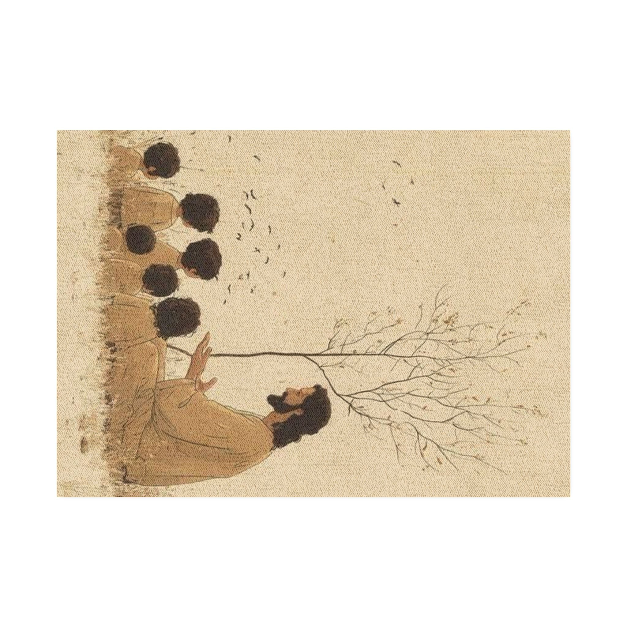 Meditative Jesus Rug — Religious Prayer Scene Floor Mat
