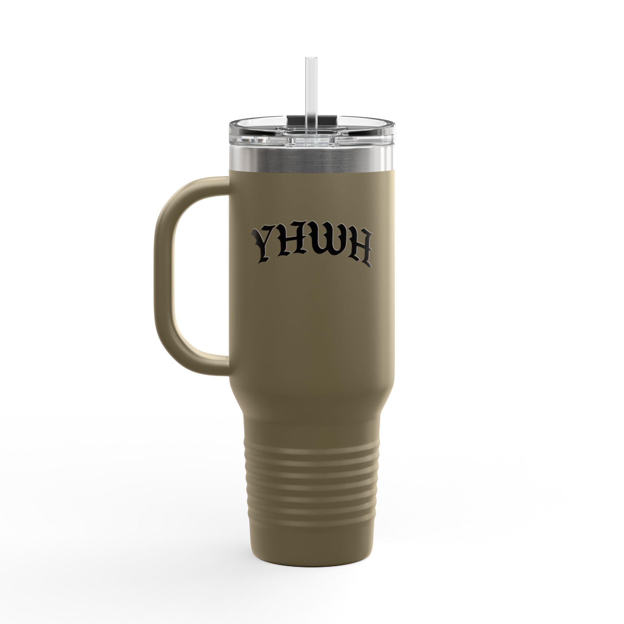 40oz Insulated Travel Mug — White Stainless Tumbler with Lid & Straw