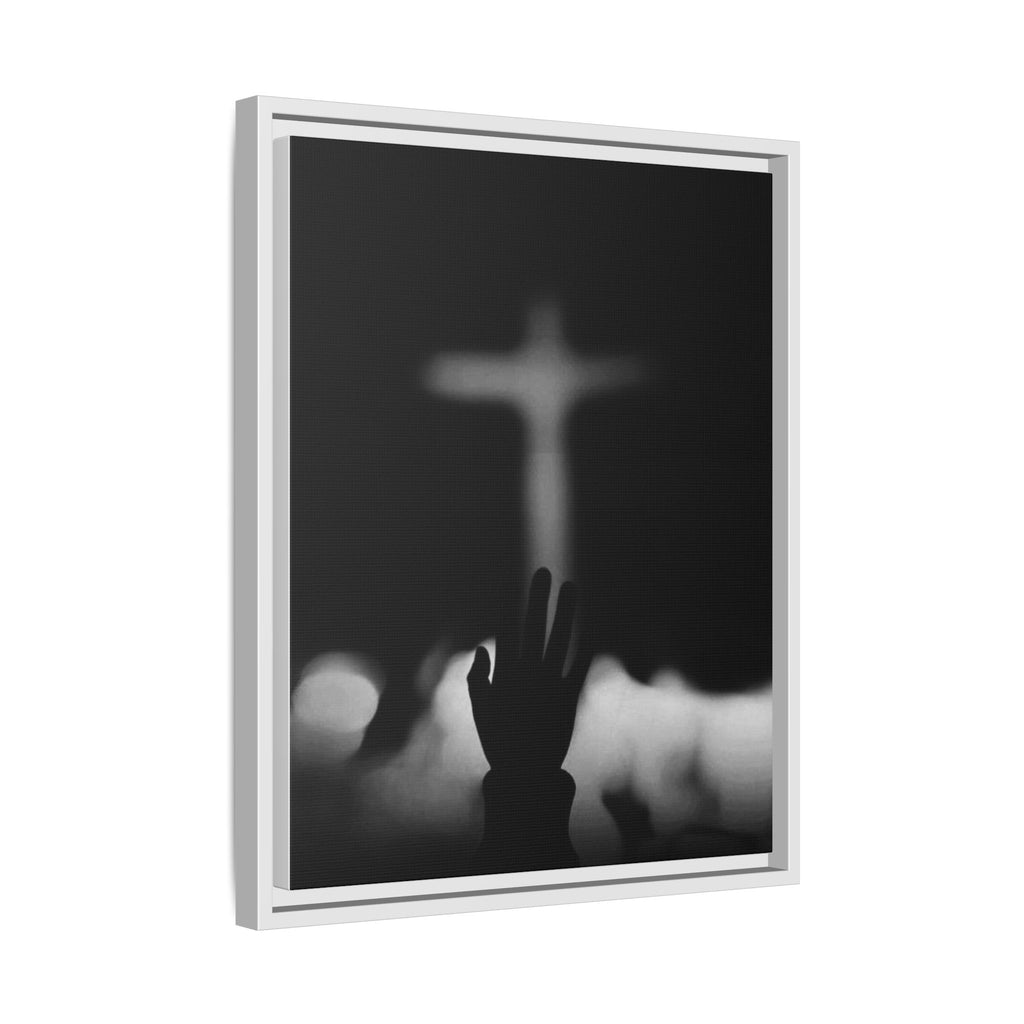 Framed Matte Canvas - Worship Silhouette Cross Wall Art