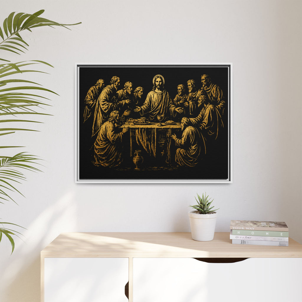 Framed Matte Canvas - The Last Supper Gold Illustration