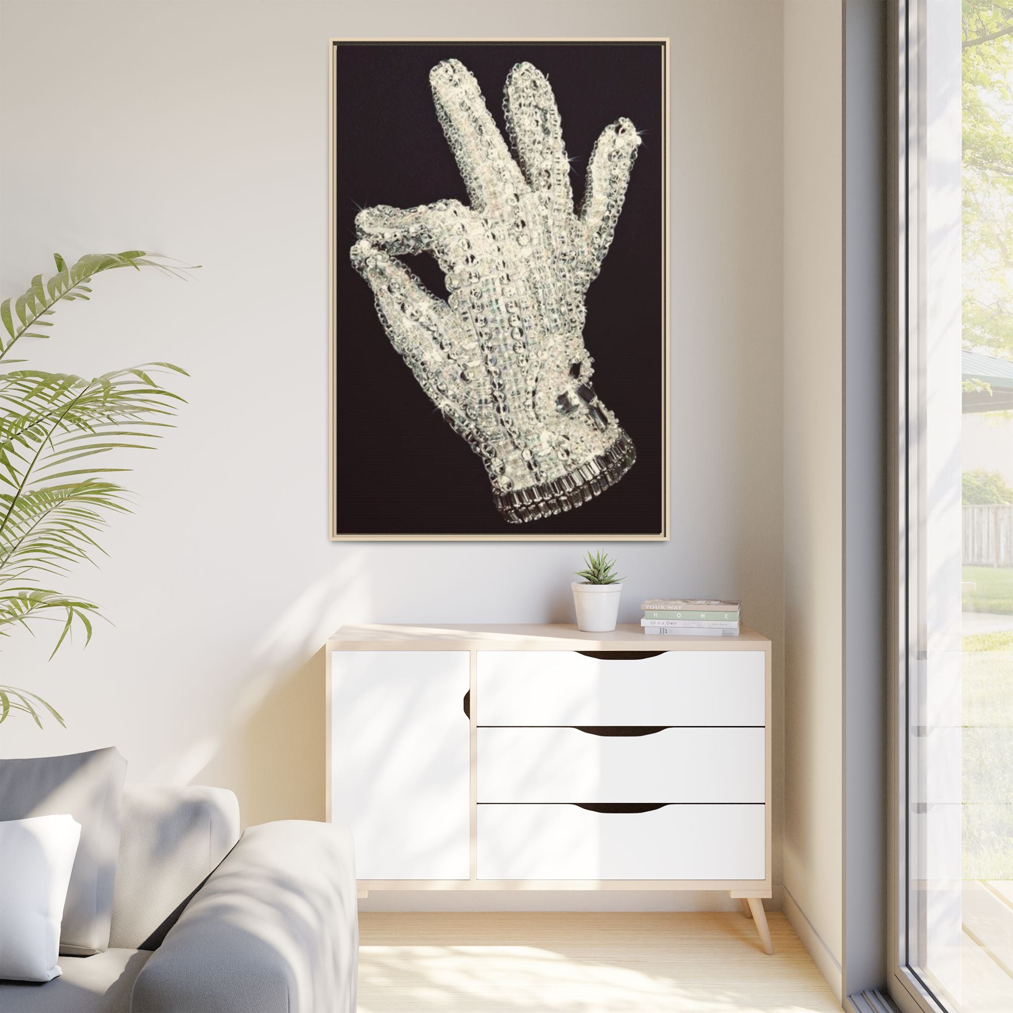 Framed Art - Crystal Glove on Black Matte Canvas