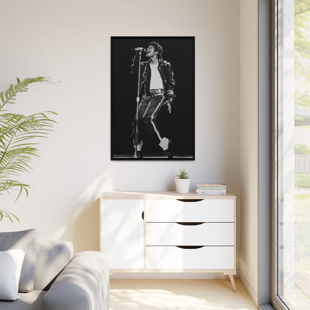 Framed Matte Canvas – Vintage Black & White Stage Performer Print