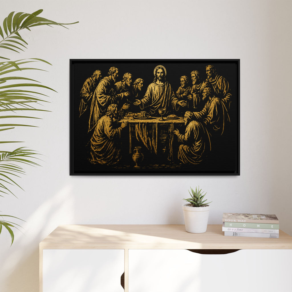Framed Matte Canvas - The Last Supper Gold Illustration