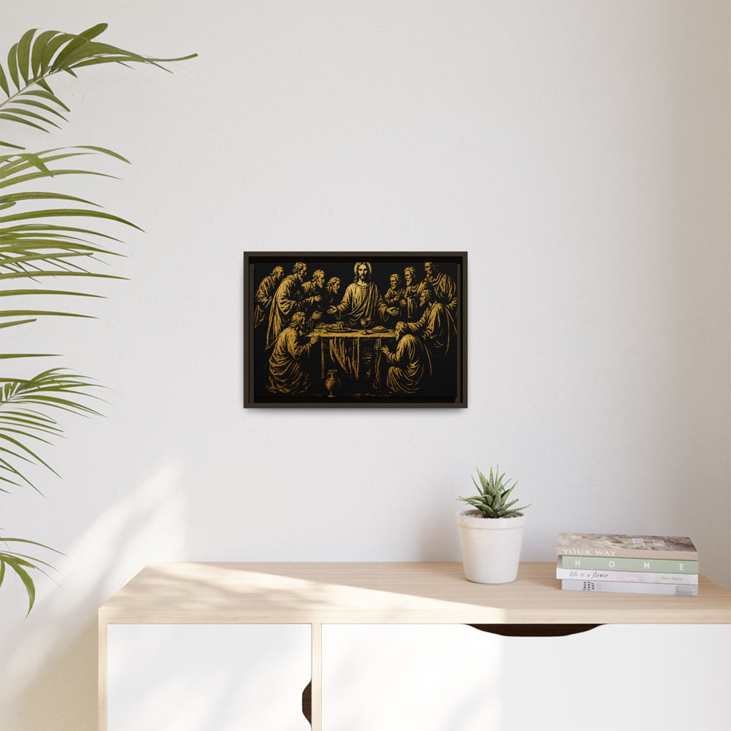 Framed Matte Canvas - The Last Supper Gold Illustration