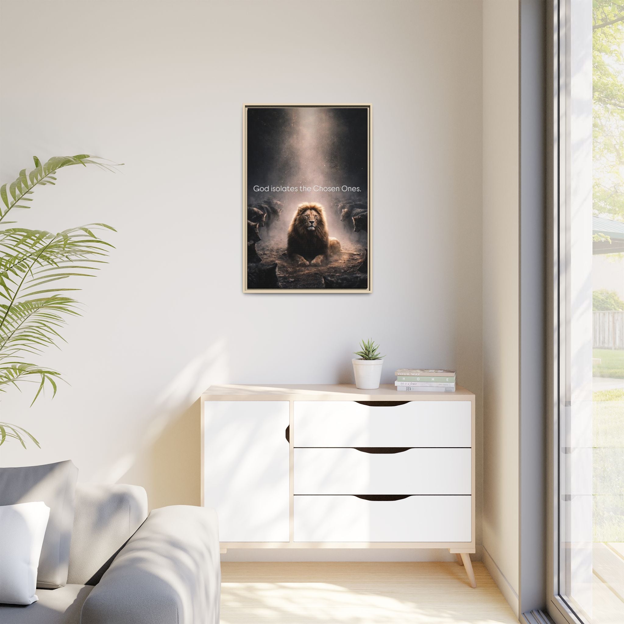 Lion Wall Art - "God Isolate The Chosen Ones" Matte Canvas Framed