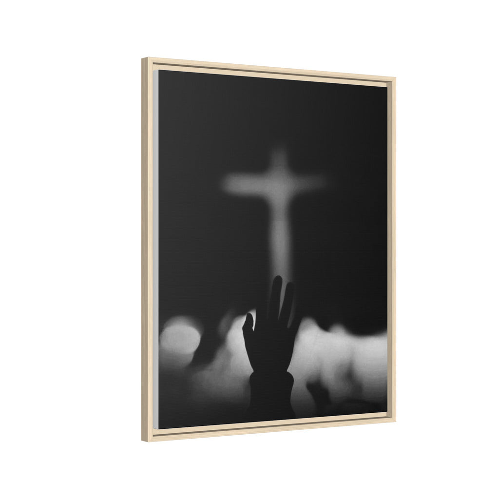 Framed Matte Canvas - Worship Silhouette Cross Wall Art