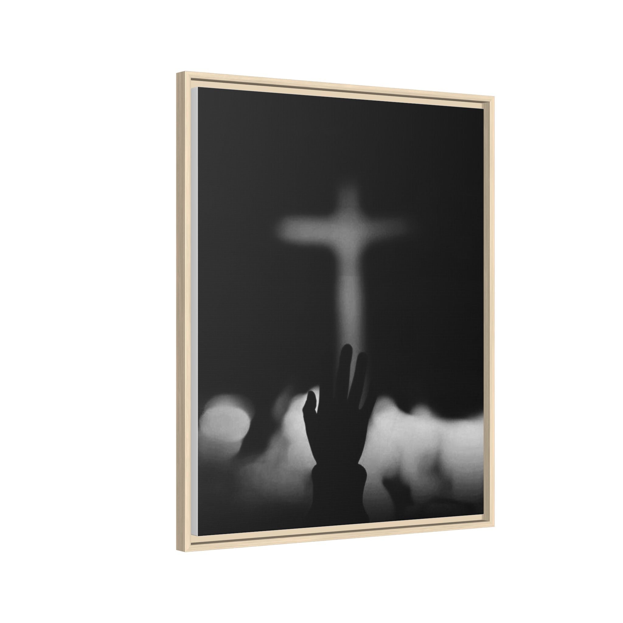 Framed Matte Canvas - Worship Silhouette Cross Wall Art