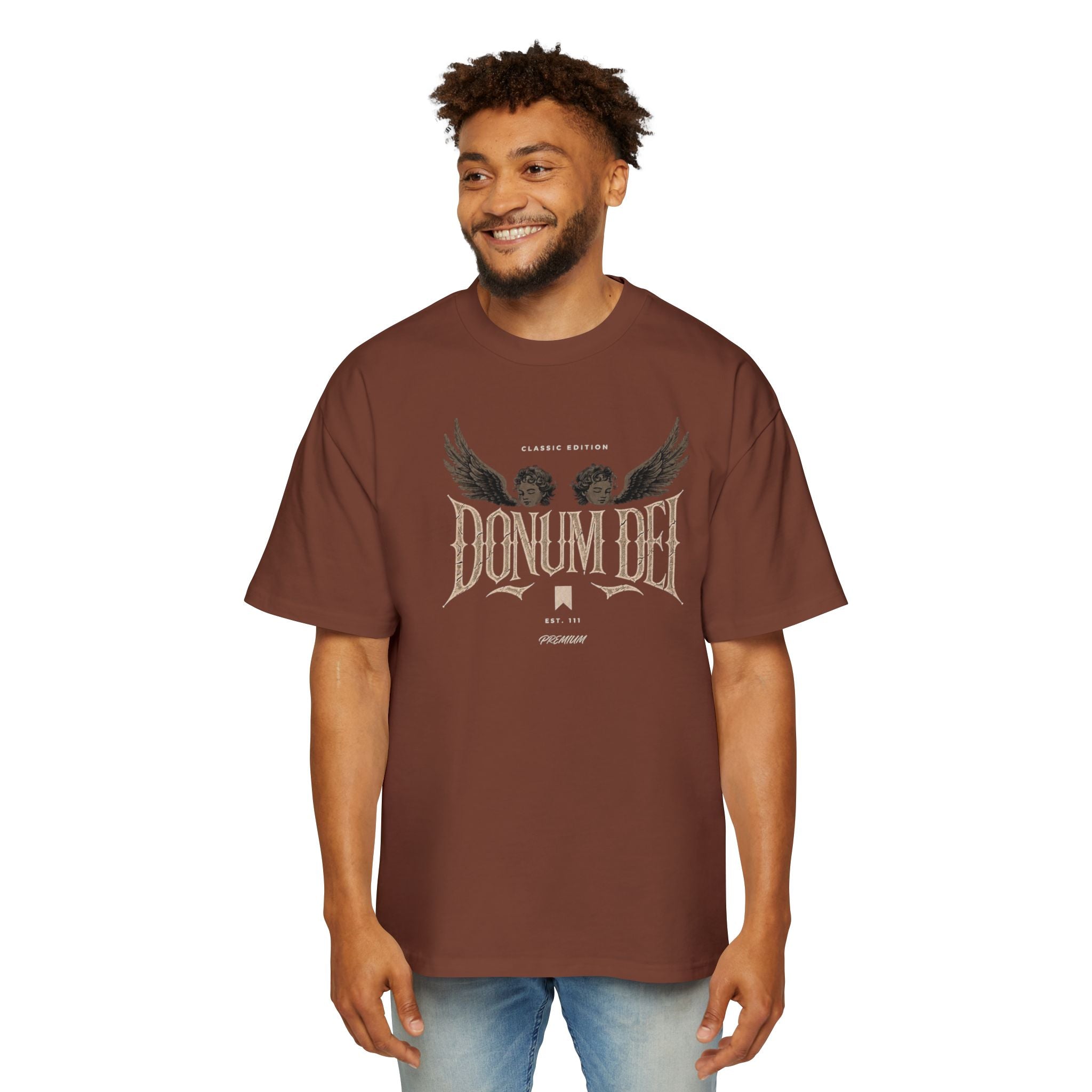 Donum Dei Graphic Tee — Angel Wings Men's Oversized T-Shirt