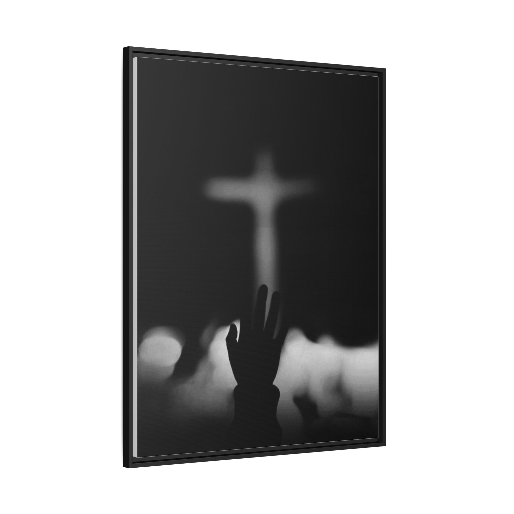 Framed Matte Canvas - Worship Silhouette Cross Wall Art