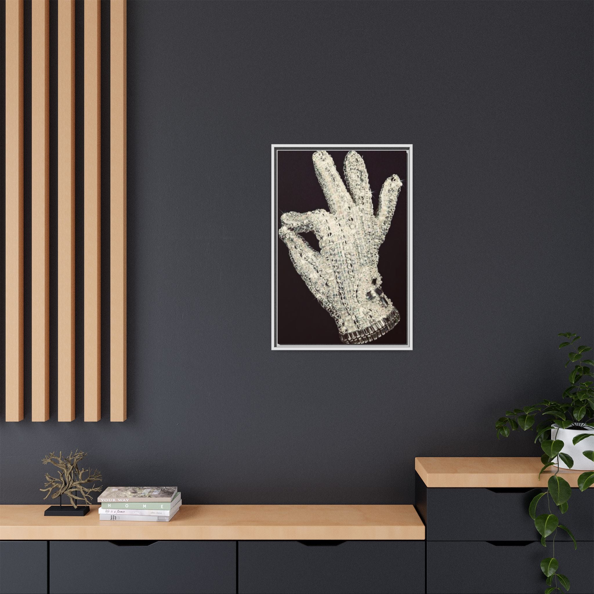 Framed Art - Crystal Glove on Black Matte Canvas