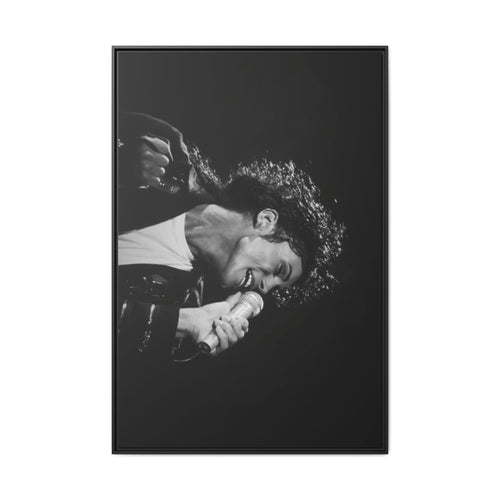 Black & White Rock Singer Matte Canvas Print (Framed)