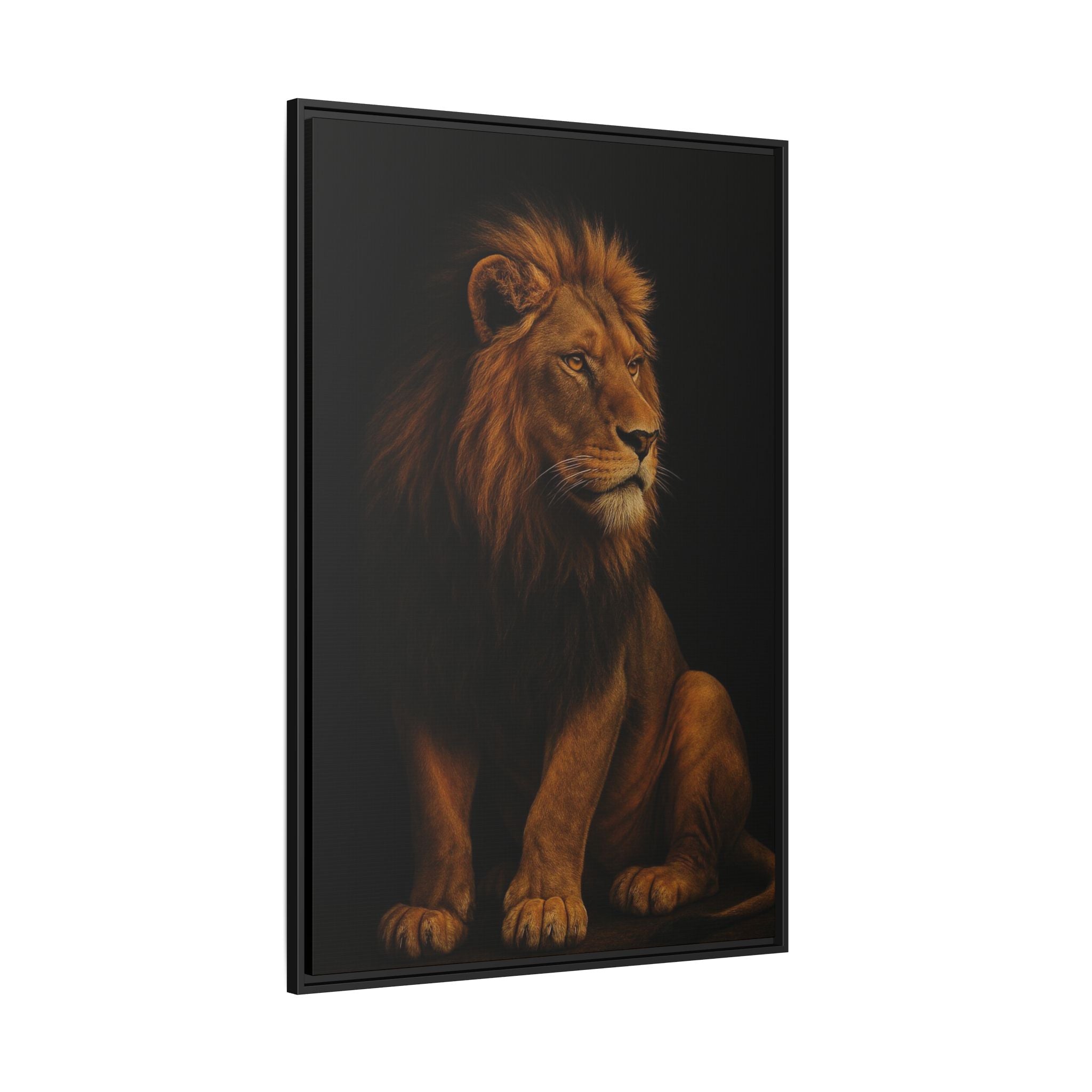 Majestic Lion Framed Canvas Wall Art — Matte Multi-Color