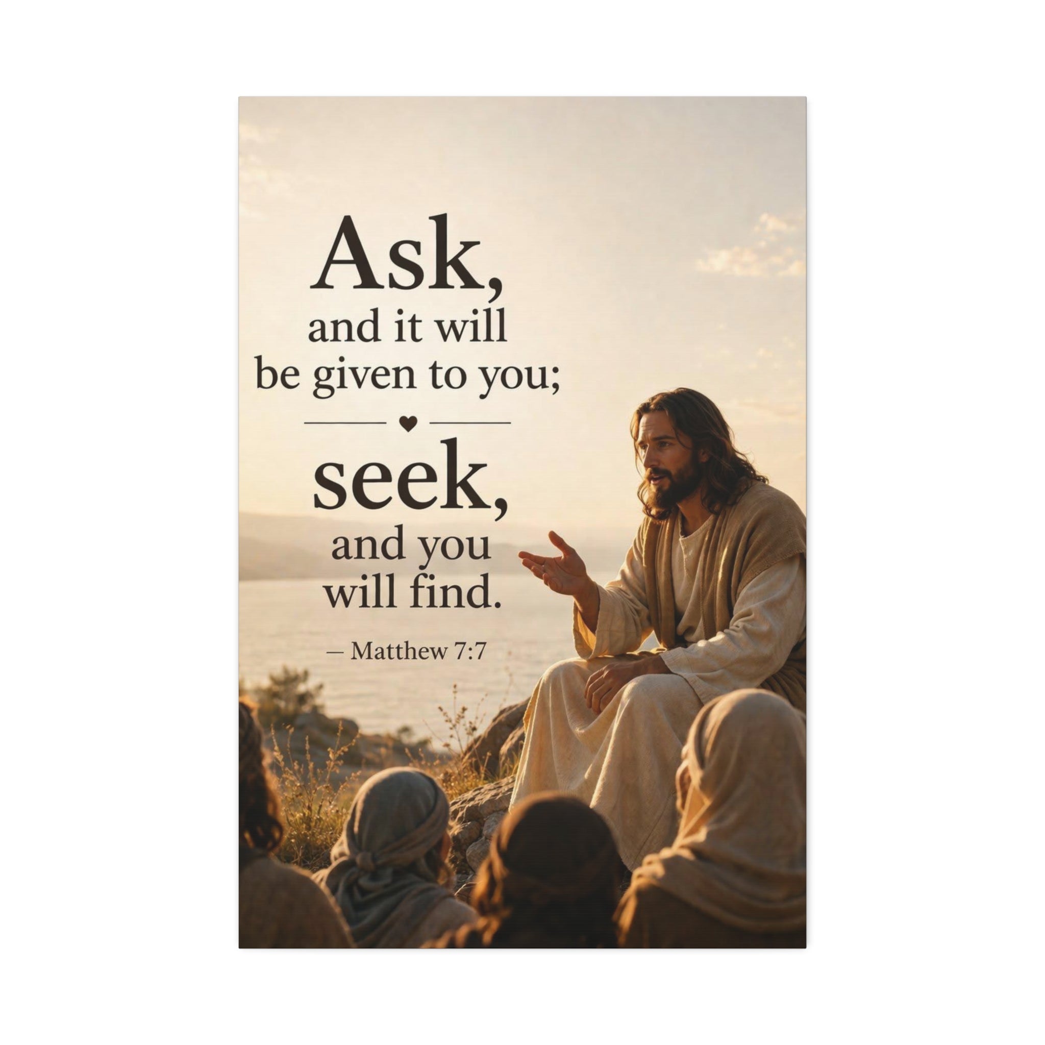 Canvas: "Ask and it will be given to you; seek, and you will find." (Matthew 7:7) — Inspirational Christian Wall Art