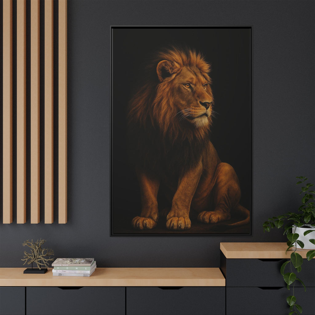 Majestic Lion Framed Canvas Wall Art — Matte Multi-Color