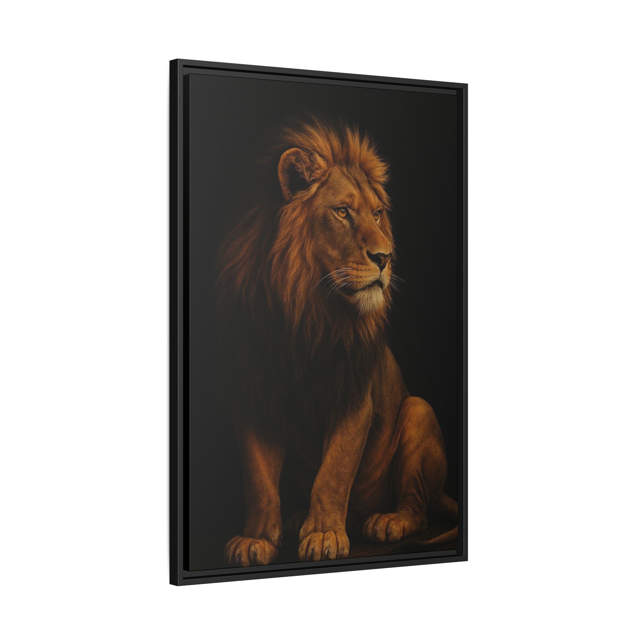 Majestic Lion Framed Canvas Wall Art — Matte Multi-Color