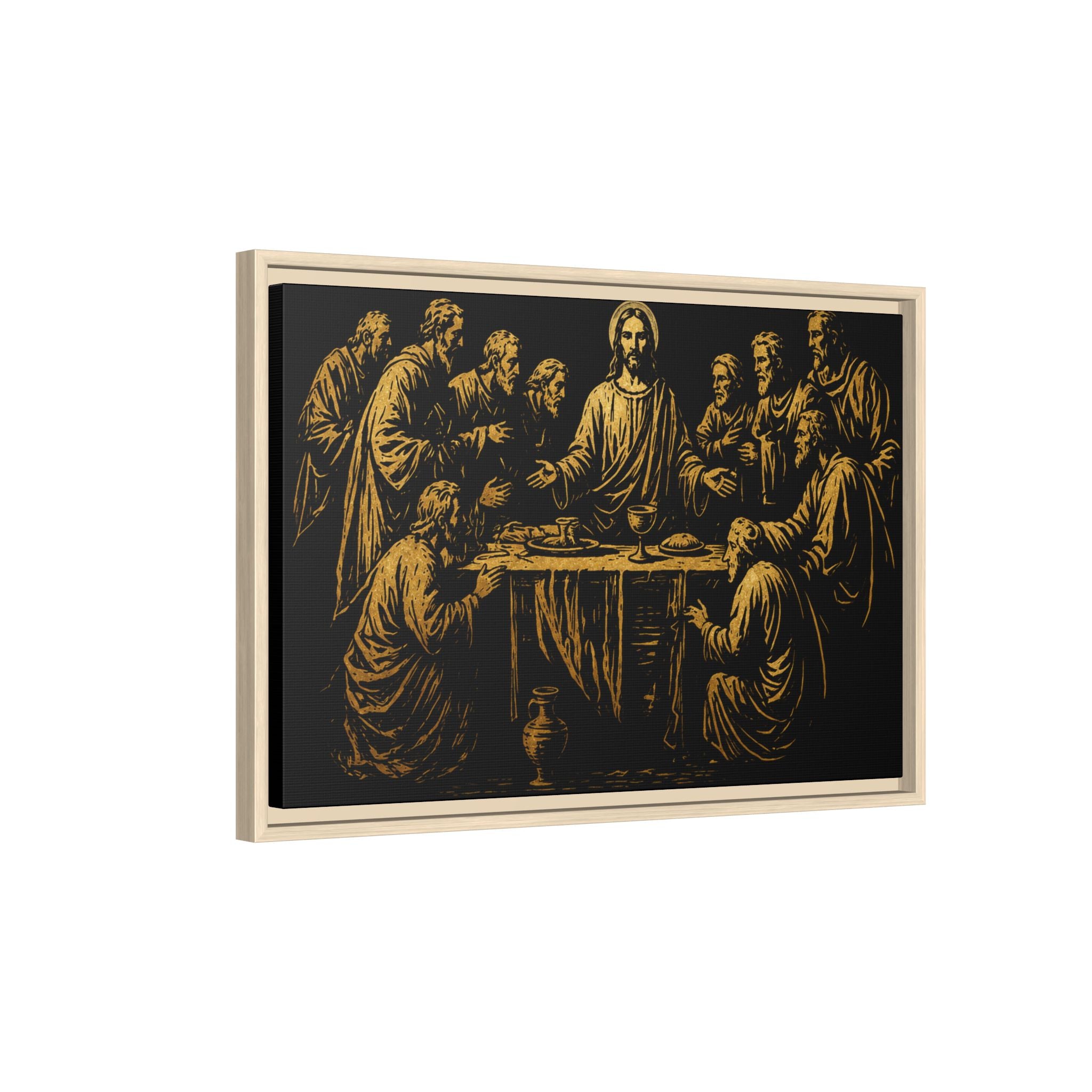 Framed Matte Canvas - The Last Supper Gold Illustration