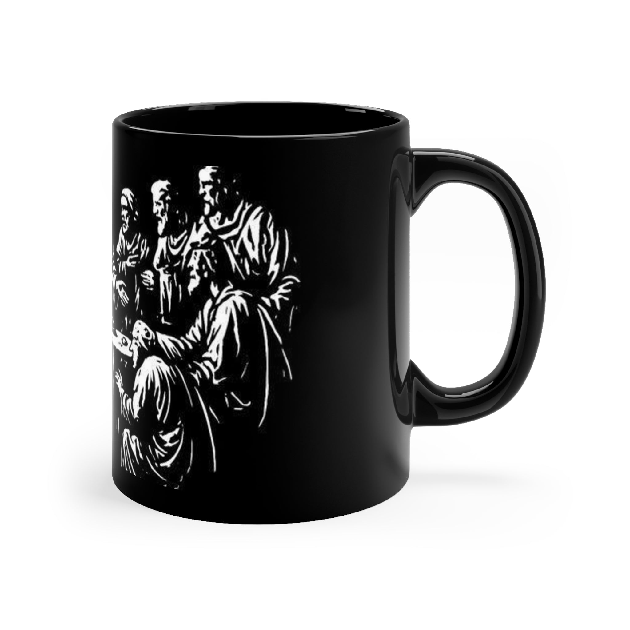Last Supper Black Coffee Mug — Christian Religious Tea Cup, 11oz