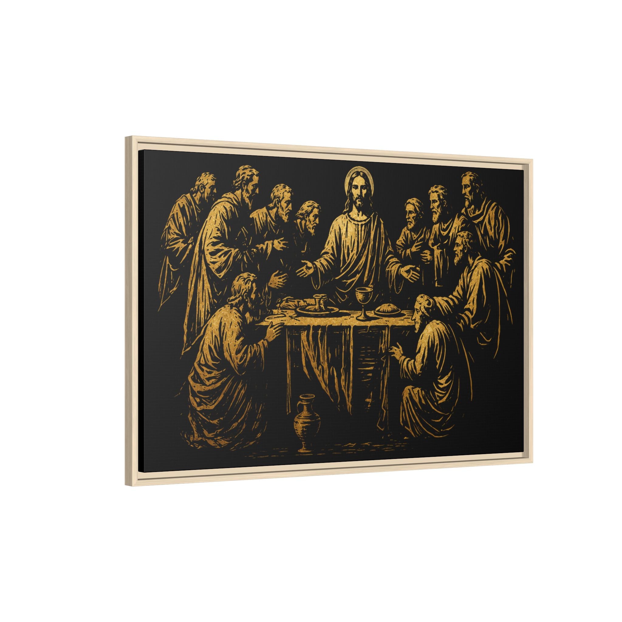 Framed Matte Canvas - The Last Supper Gold Illustration