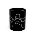 Jesus Line Art Black Ceramic Mug (11oz/15oz) — Minimal Christian Coffee Cup